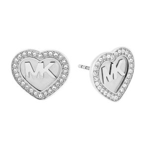 Michael Kors Silver Tone Hearts Stud Earrings