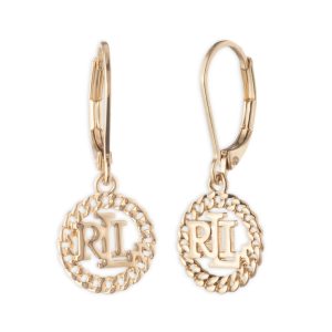 Ralph Lauren Logo Leverback Drop Earrings Gold-Tone for Women