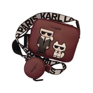 Karl Lagerfeld Satchel Crossbody Wine