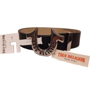 True Religion Women's Horseshoe Buckle Belt made of Genuine Leather Black