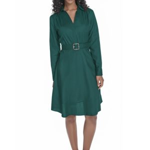 Calvin Klein Women's V-Neck Long-Sleeve A-Line Dress