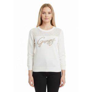 Guess Women's Long-Sleeve Sweater with Embroidered "Guess"