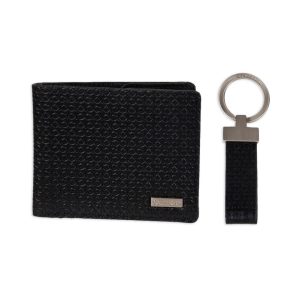 Calvin Klein Men's Genuine Leather RFID Slimfold Wallet & Key Fob Set