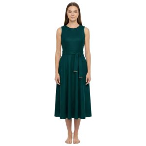 Calvin Klein Women's Sleeveless Faux-Suede Belted Midi Dress