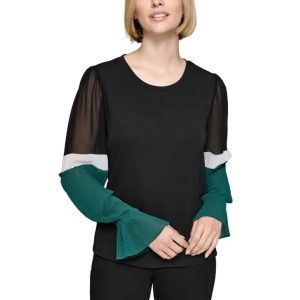 Karl Lagerfeld Women's Top with See-Through Sleeves