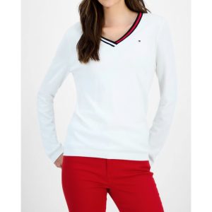 Tommy Hilfiger Women's Cotton V-Neck Sweater
