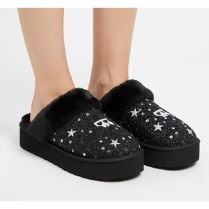 Karl Lagerfeld Women's Black Faux-Fur Slippers