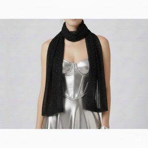 Bebe Women's Embellished Chiffon Scarf w/ Silver Studs