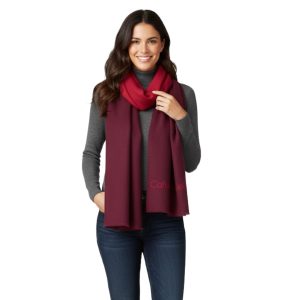 Calvin Klein Women's Winter Reversible Scarf in a Burgundy Color with a Red Reverse