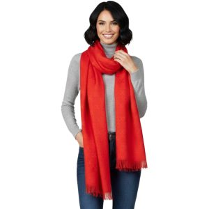 Calvin Klein Women's Red Monogram Pashmina Scarf