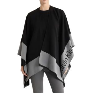 Calvin Klein Women's Color-Block Winter Poncho
