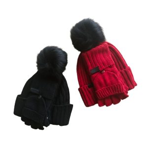 DKNY Beanie Hat & Covered or Fingerless Gloves Set
