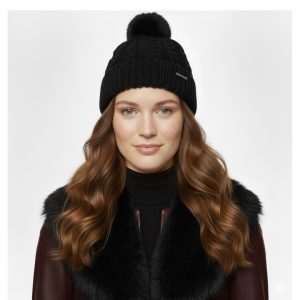 Michael Kors Women's Fleece Lined Knit Pom Beanie Hat