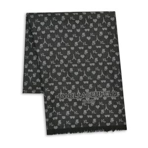 Karl Lagerfeld Women's Metallic Icon Print Lightweight Pashmina