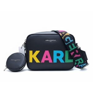 Karl Lagerfeld Women's Camera Crossbody Bag with a Colorful Logo & a Matching Detachable Coin Purse