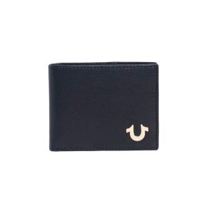 True Religion Men's Bifold Wallet with RFID Protection & a Silver-Tone Horseshoe Logo