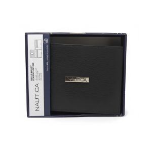 Nautica Men's Leather Wallet with RFID Protection & Silver-Tone Logo