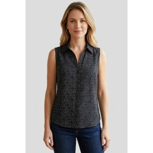 Michael Kors Women's Sleeveless Blouse with an Allover Logo Print