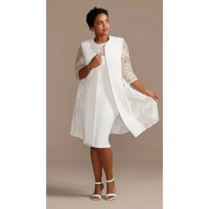 Maya Brooke Women's Knee-Length Dress & Lace-Detail Jacket Set